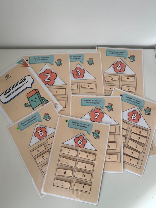 Maisons des nombres de 2 à 9 - Prêtes à l'emploi