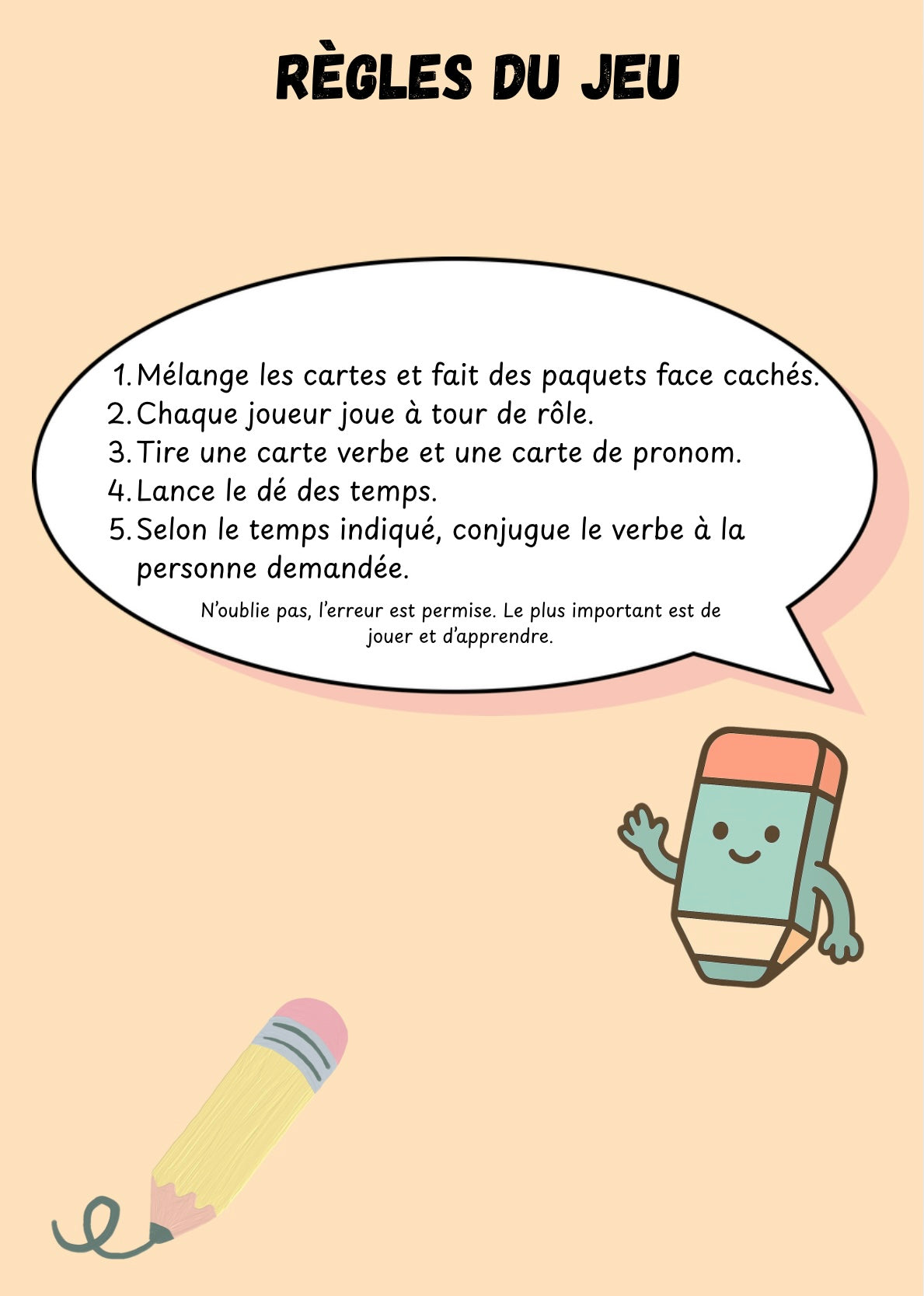 Jeu conjugaison : Dé du temps