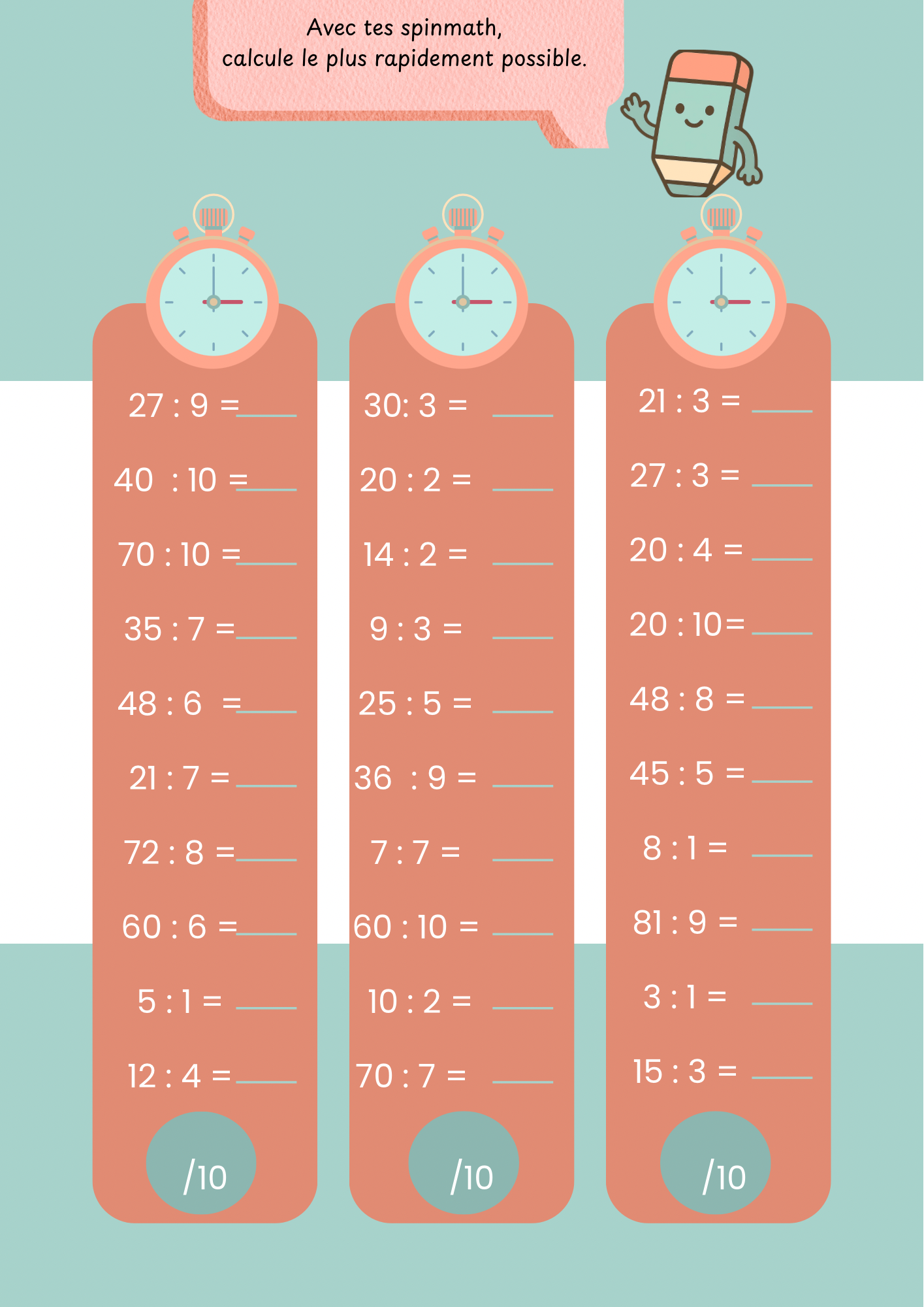 SpinMath Multiplications et divisions + fiches prêtes à l'emploi