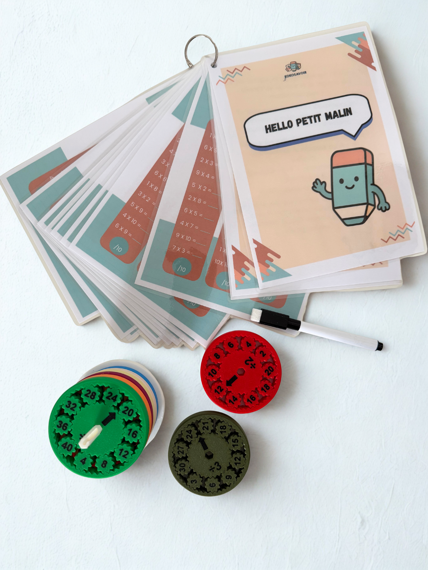 Lot de 4 SpinMath multiplications et divisions + lot de 4 fiches prêtes à l'emploi